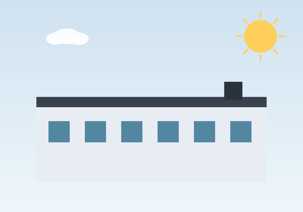 Illustration of a flat commercial roof serviced by Duratech in Houston