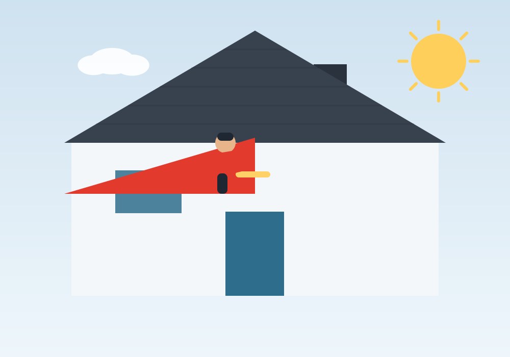 Illustration of asphalt shingles being installed on a Houston home